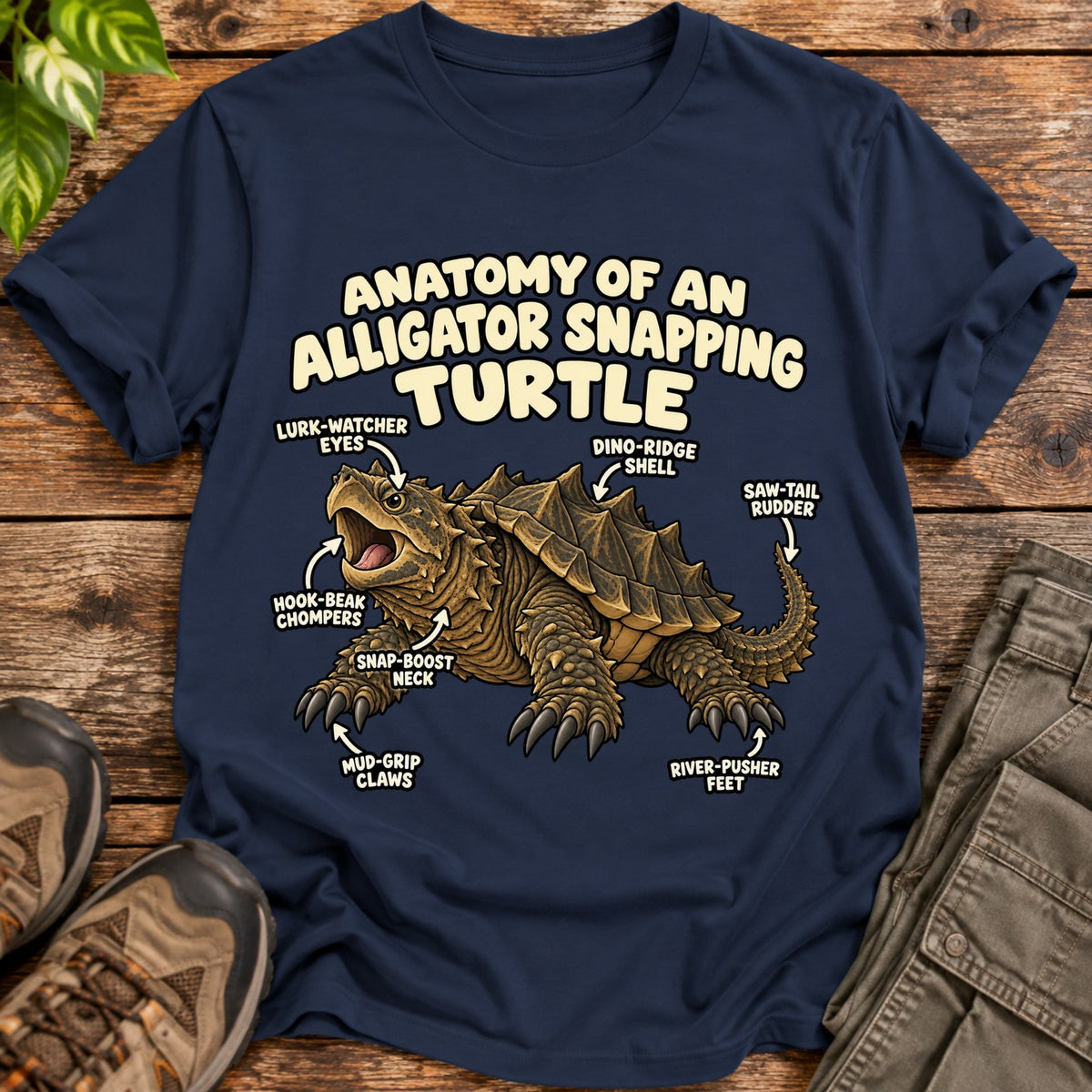Snapping Turtle Anatomy T-Shirt - Navy