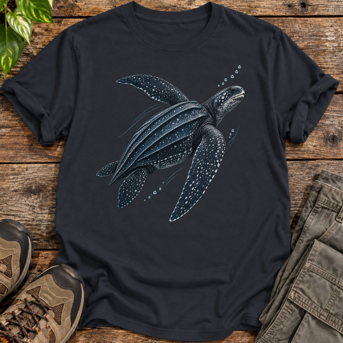 Deep Ocean Leatherback Sea Turtle T-Shirt - Black