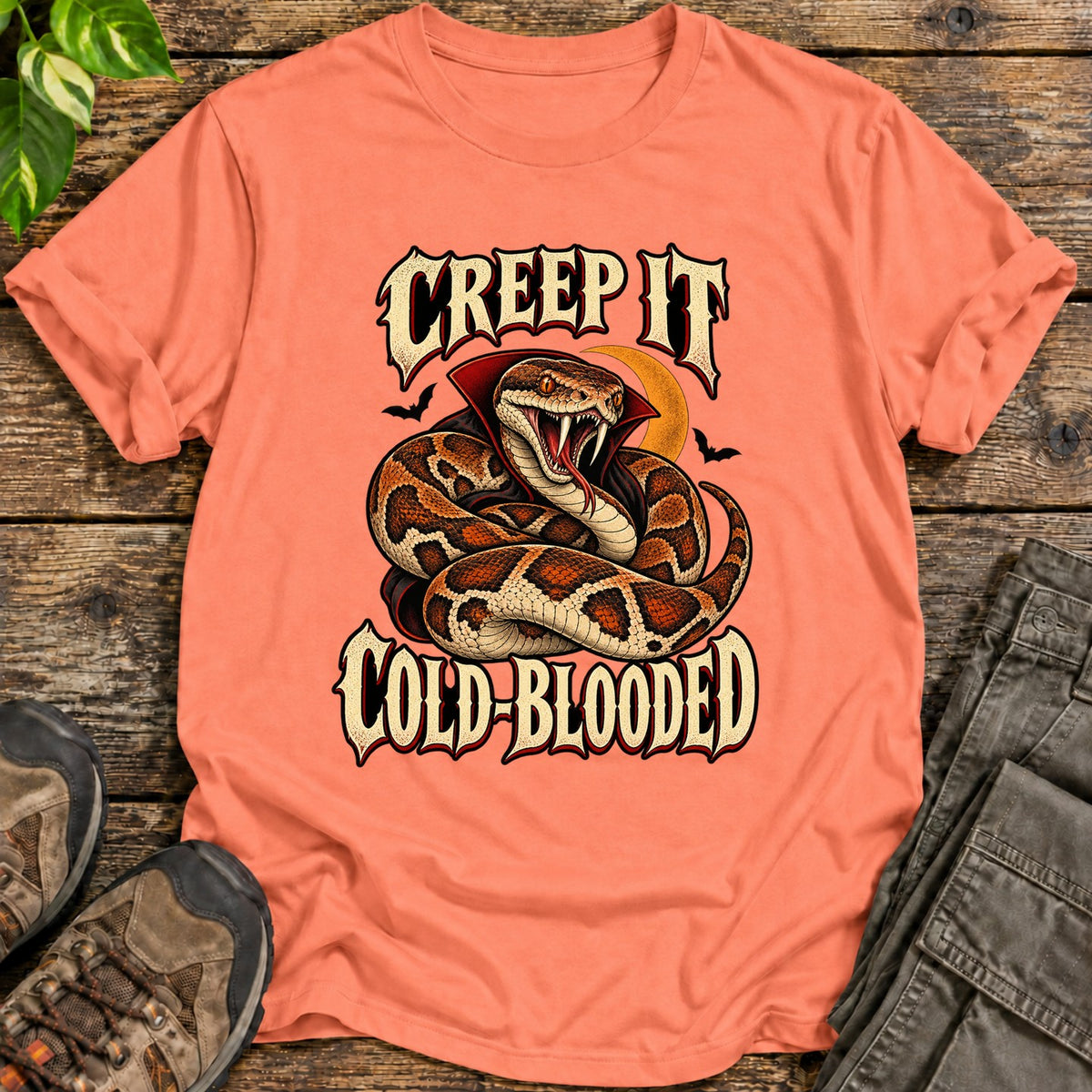 Creep It Cold Blooded Vampire Snake T-Shirt - Heather Orange
