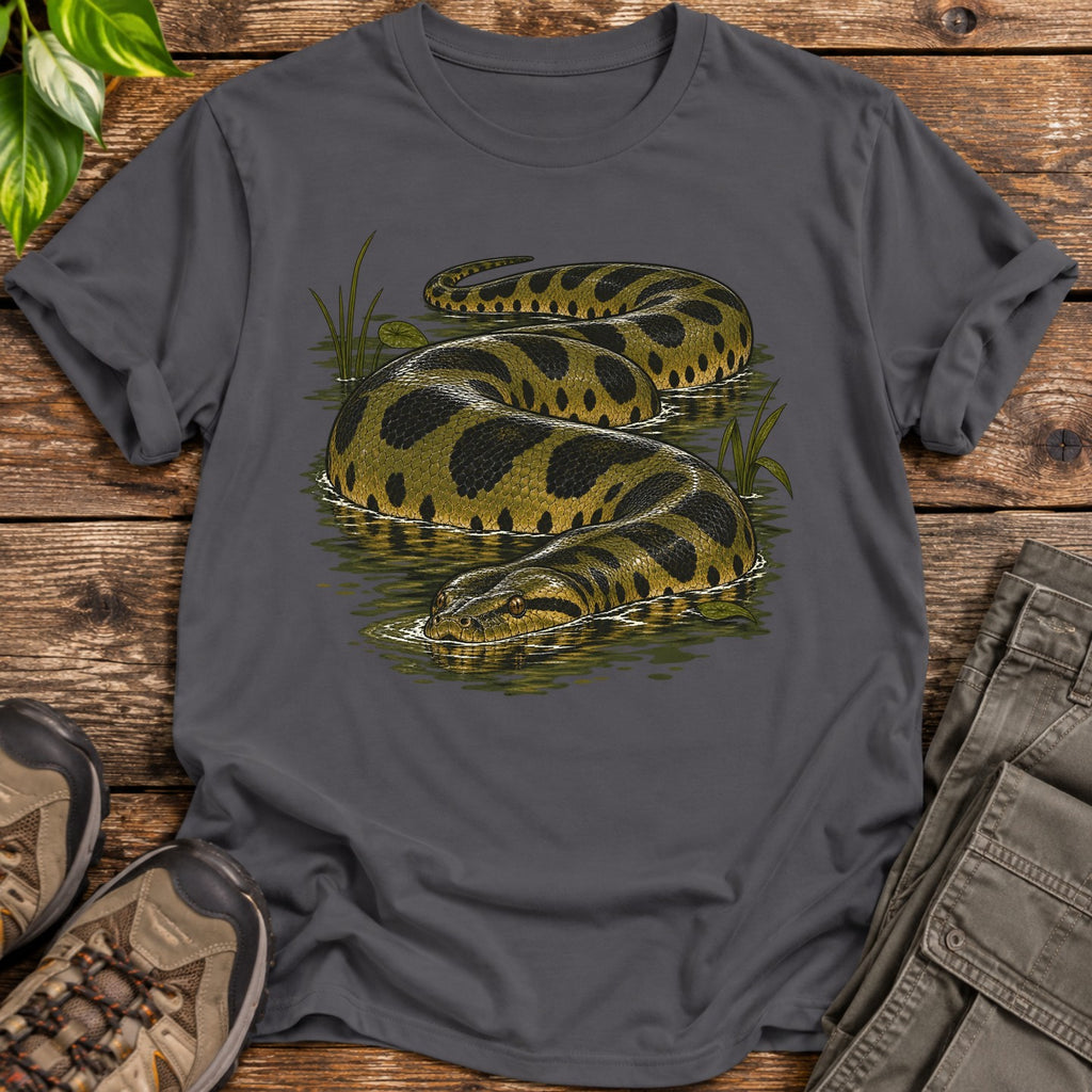Amazon Giant Green Anaconda T-Shirt - Charcoal