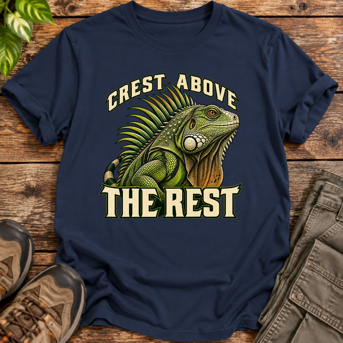 Crest Above the Rest Iguana T-Shirt - Navy Blue