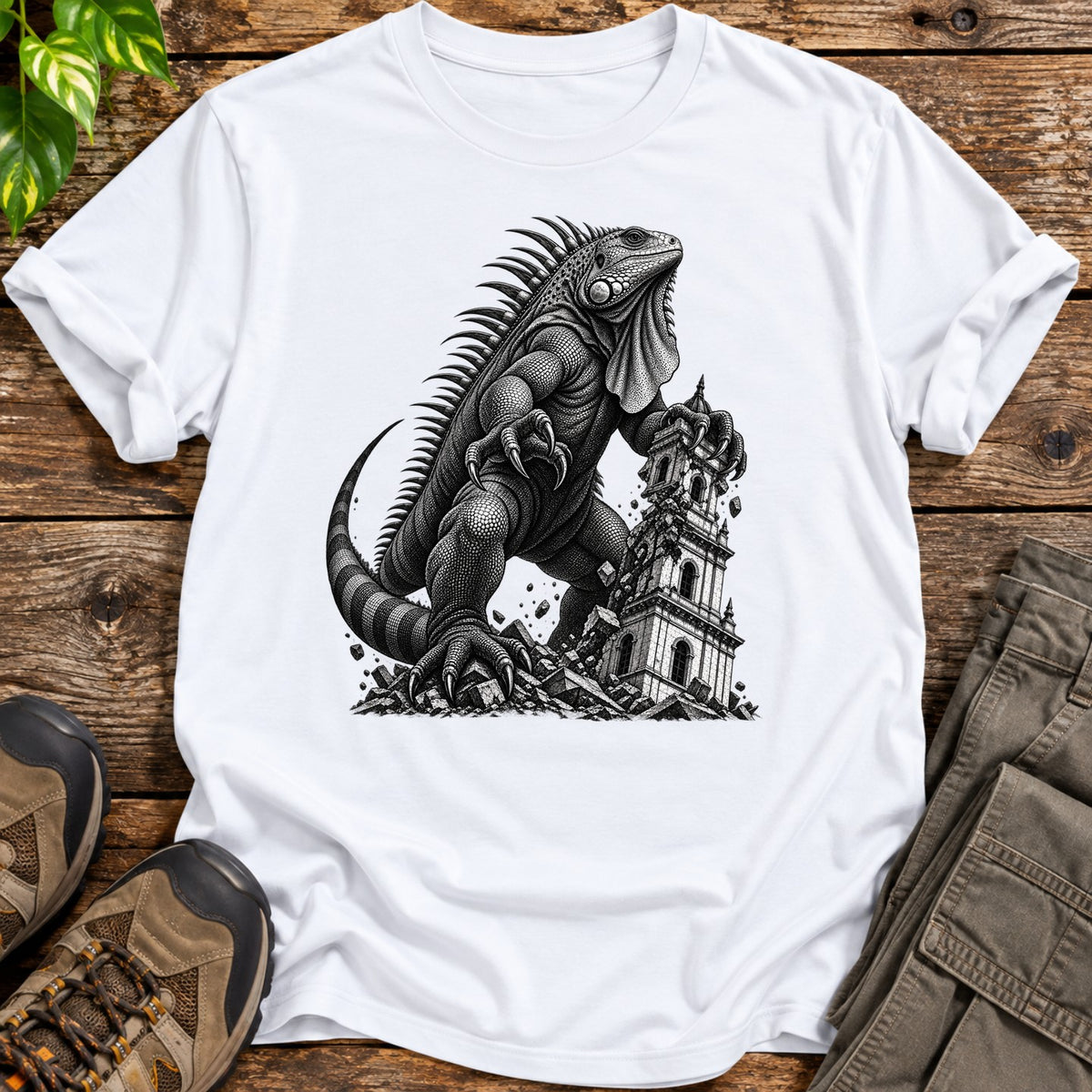 Giant Iguana Rampage T-Shirt - White