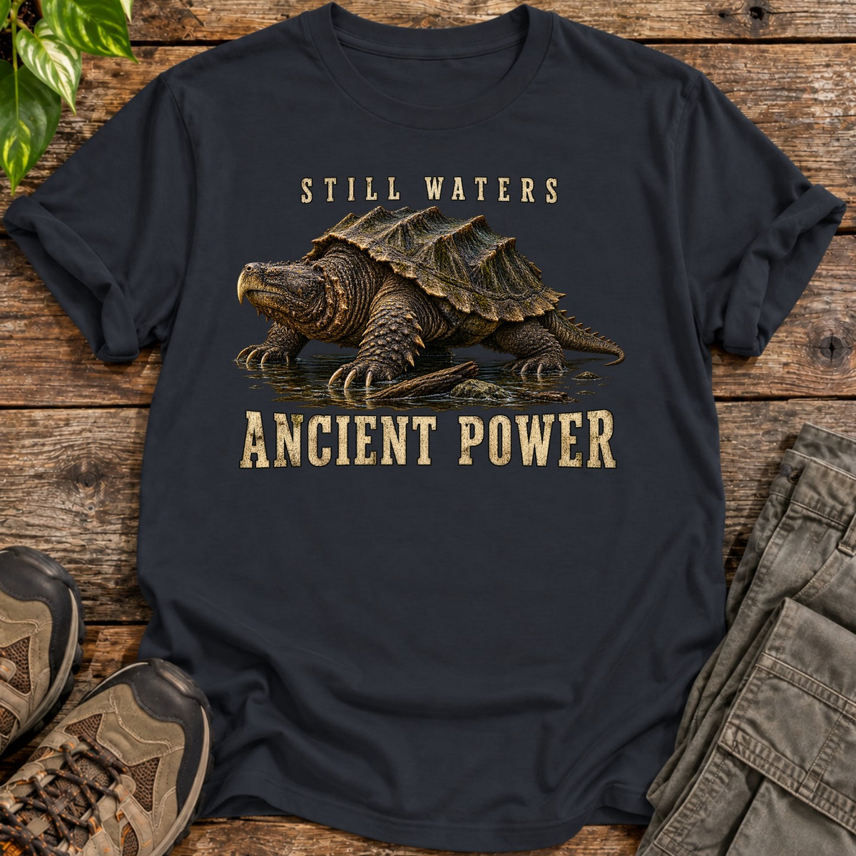 Ancient Power Snapping Turtle T-Shirt - Black