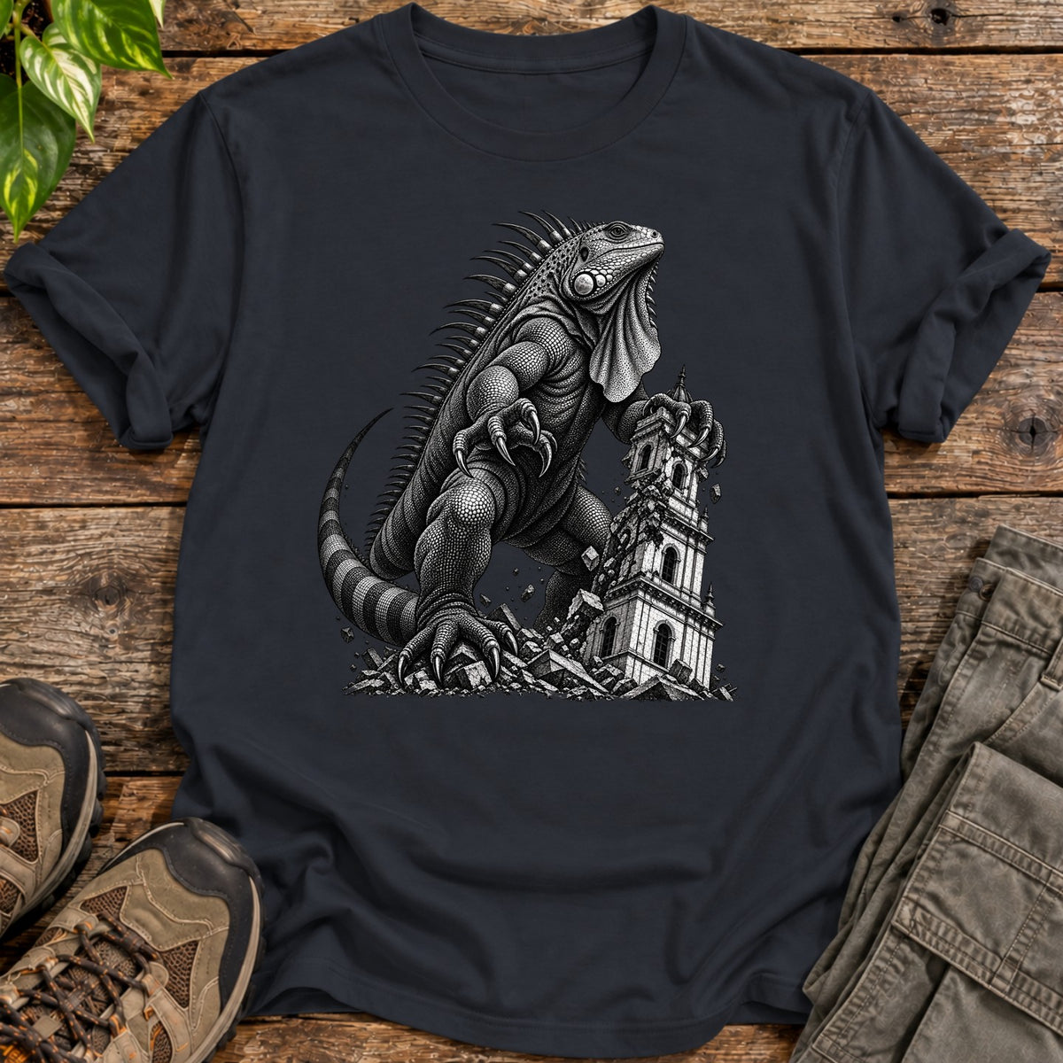 Giant Iguana Rampage T-Shirt - Black