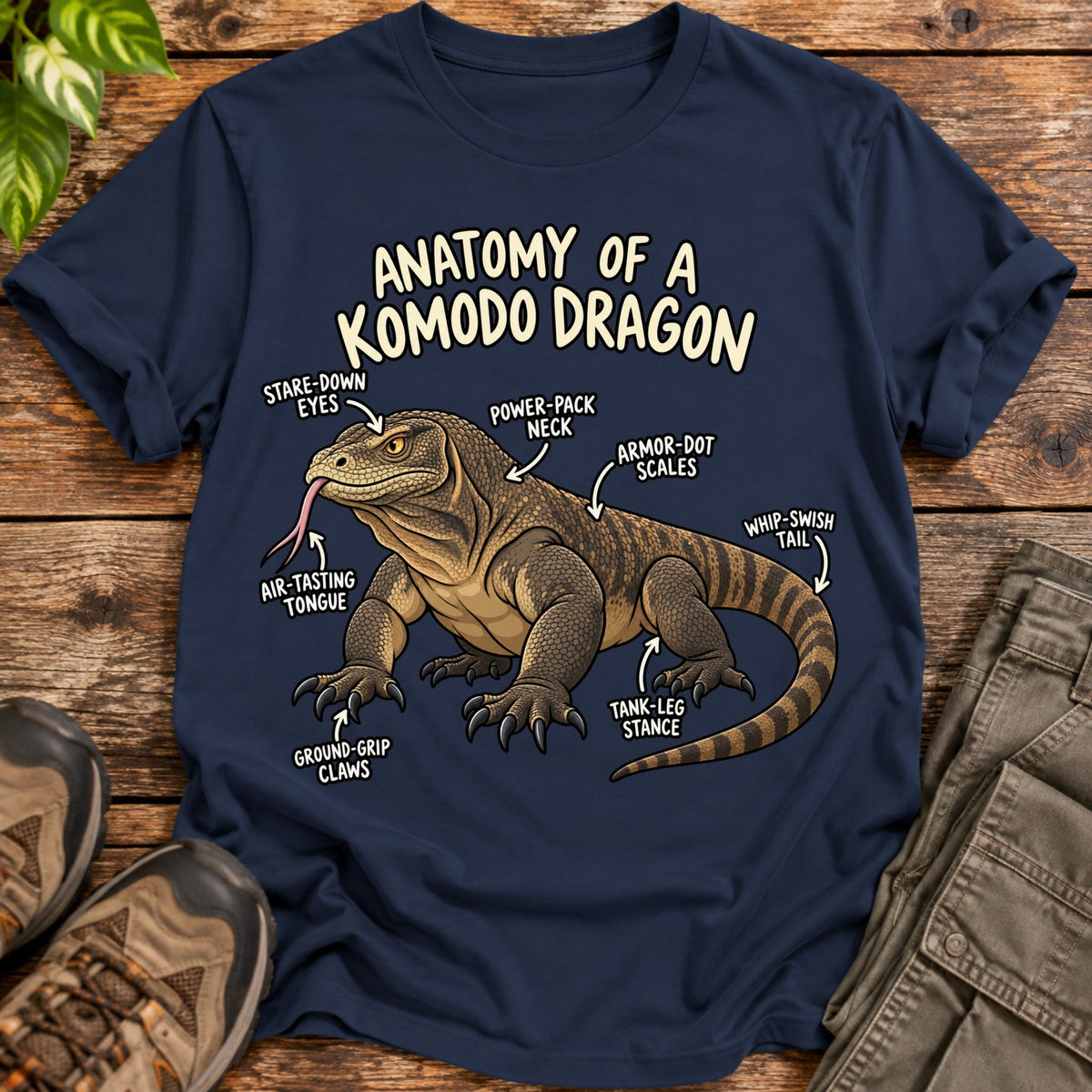 Anatomy of a Komodo Dragon T-Shirt - Navy