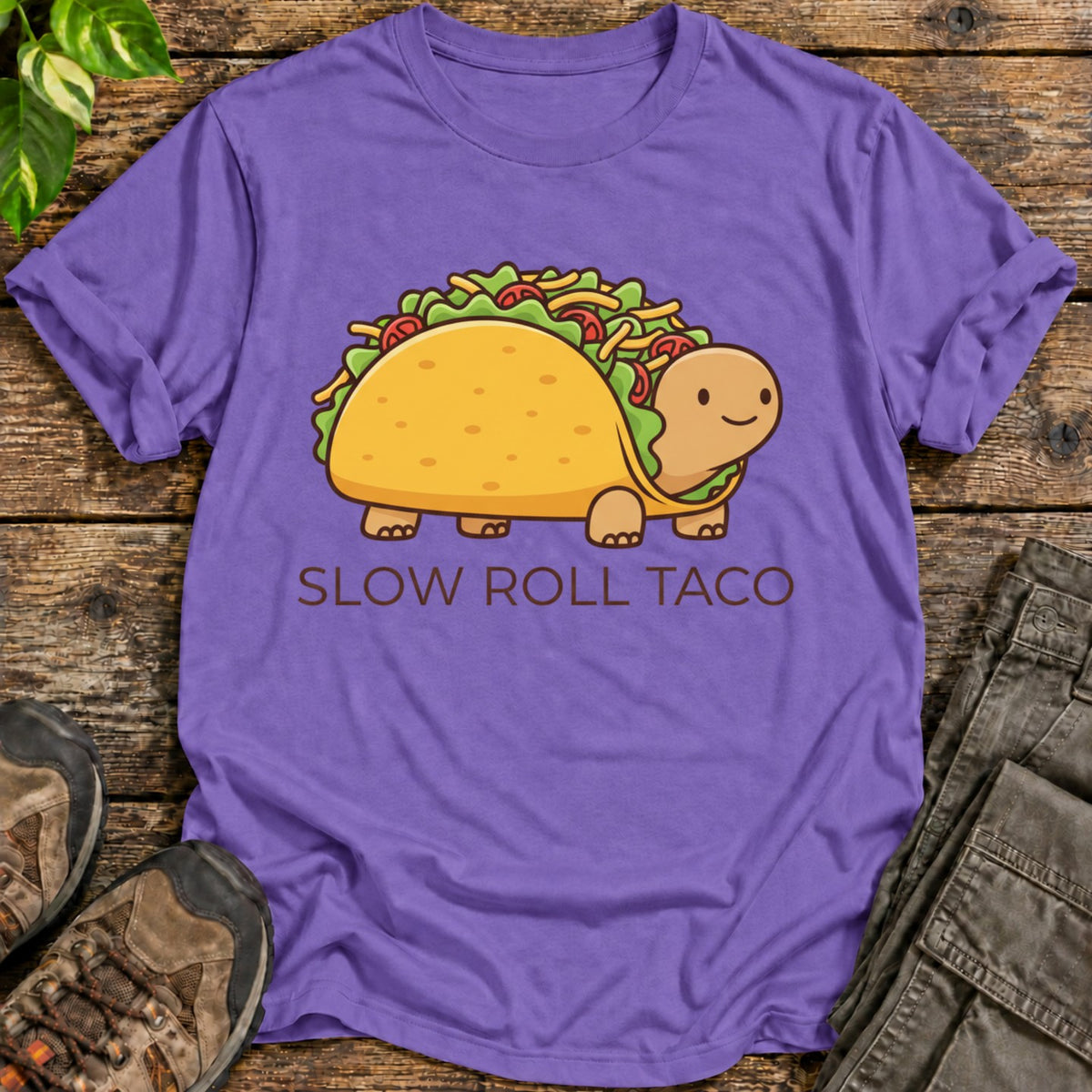 Slow Roll Taco Tortoise T-Shirt - Heather Purple