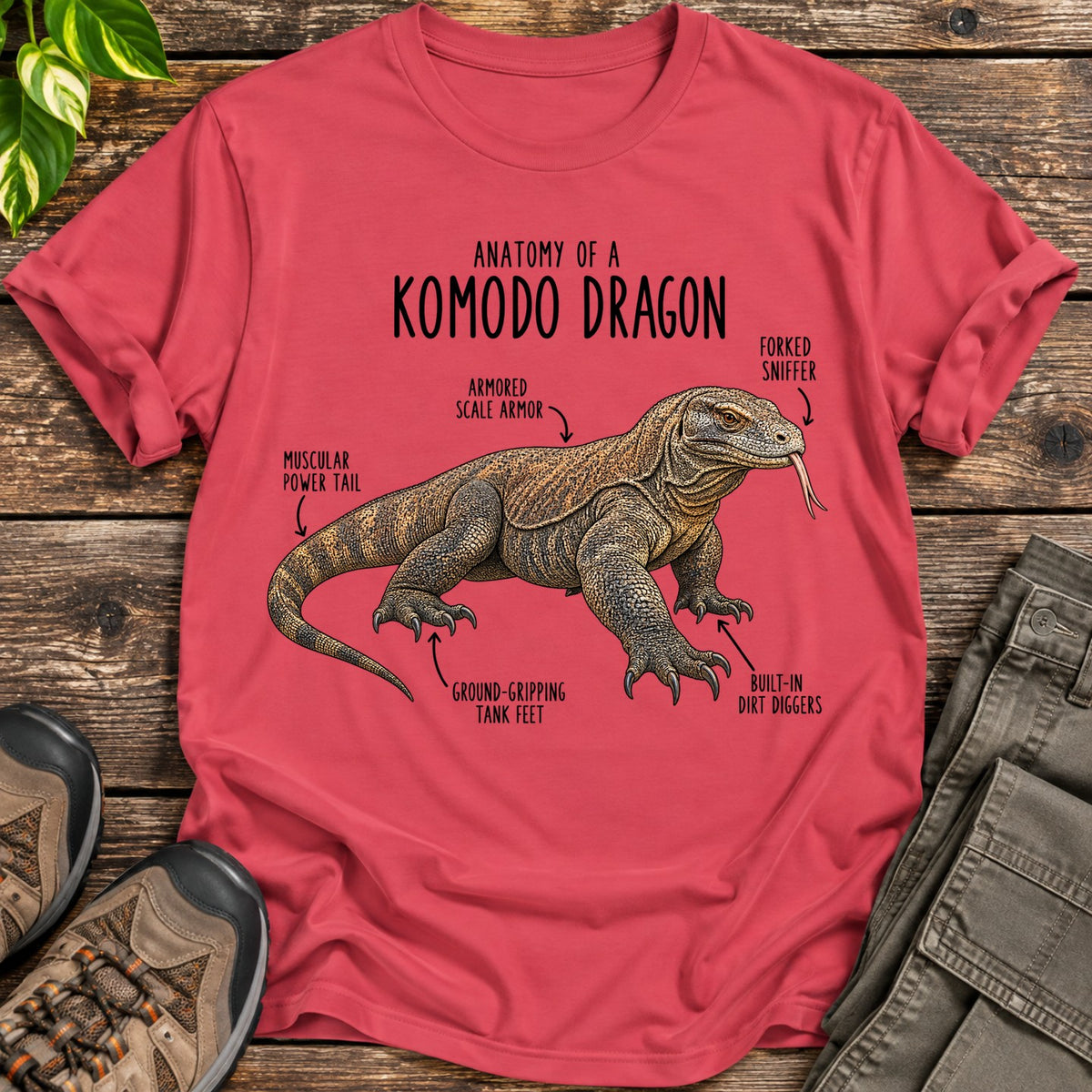 Anatomy of Komodo Dragon Shirt - Heather Red