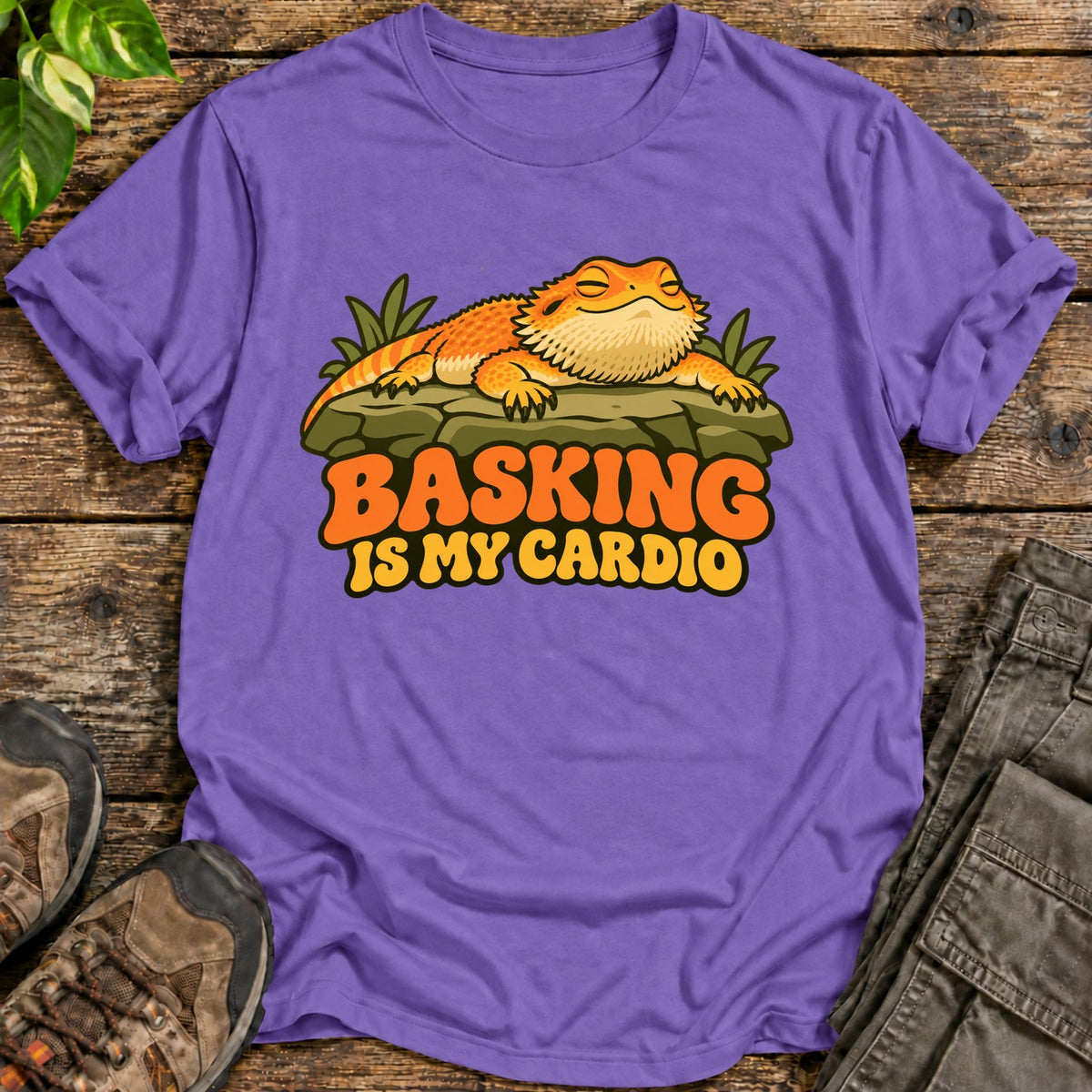 Basking Is My Cardio Shirt - Heather Purple