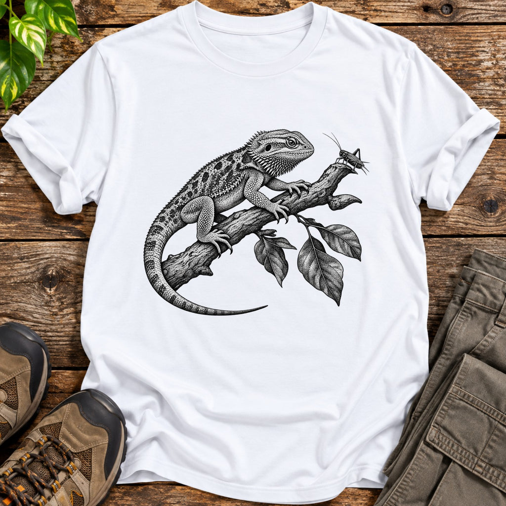 Vintage Bearded Dragon Art T-Shirt - White