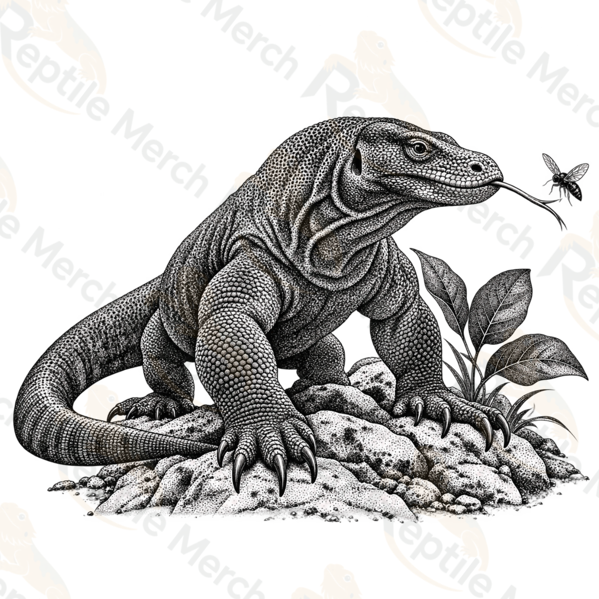 Vintage Komodo Dragon Art T-Shirt