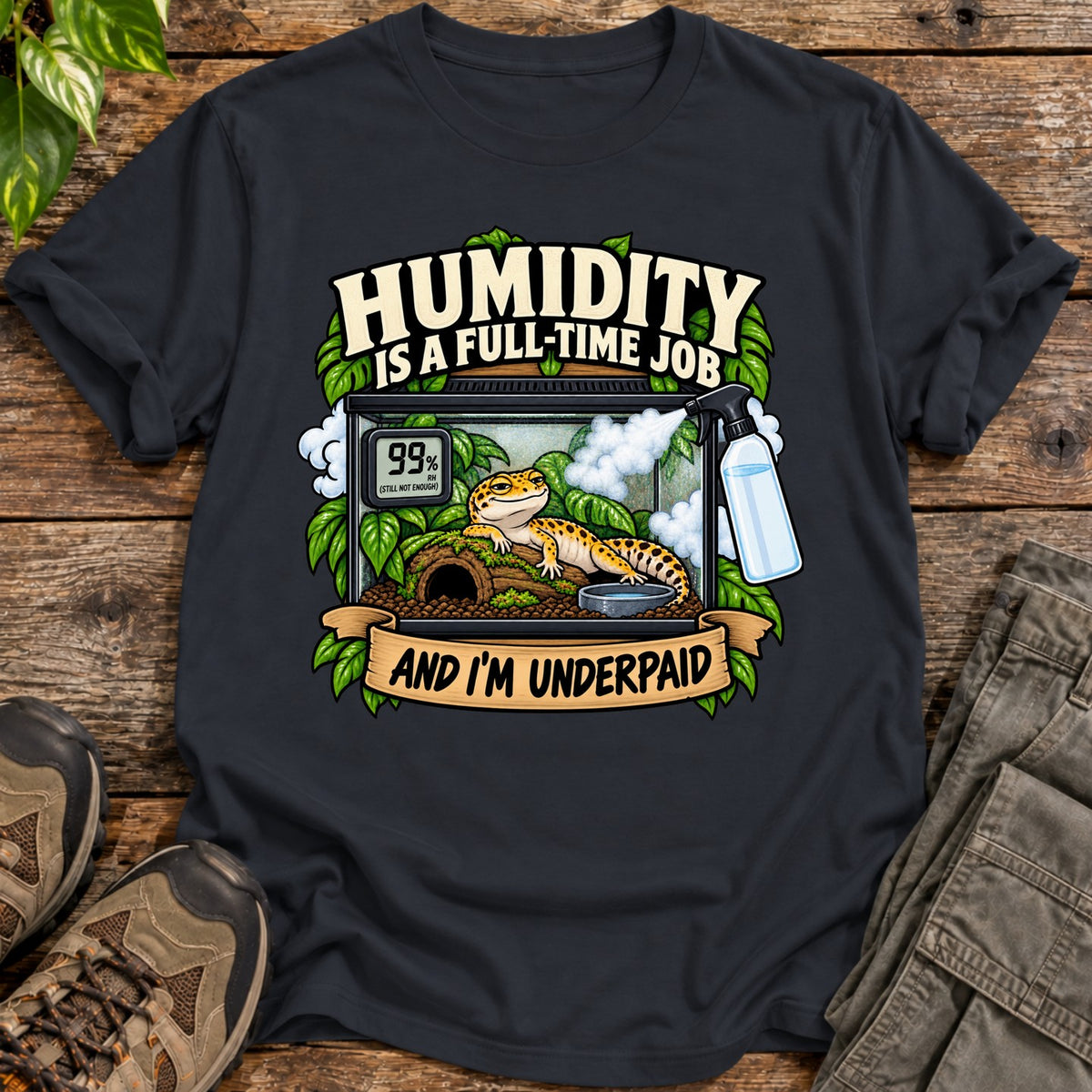 Full Time Job Gecko Keeper T-Shirt - Black