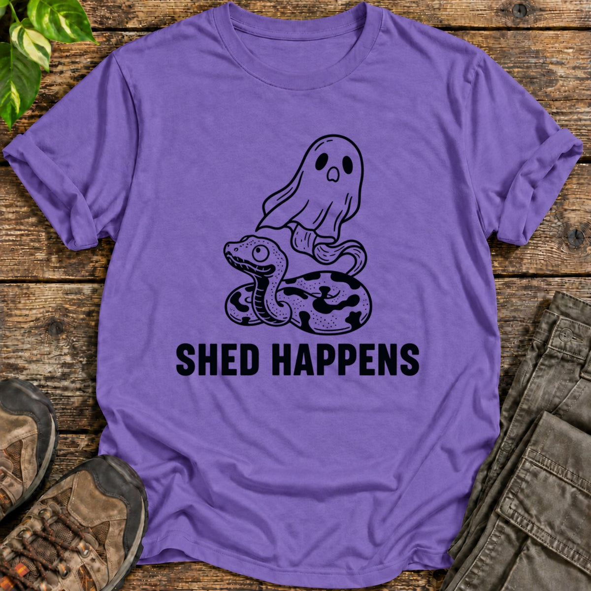 Shed Happens Snake T-Shirt - Heather Purple
