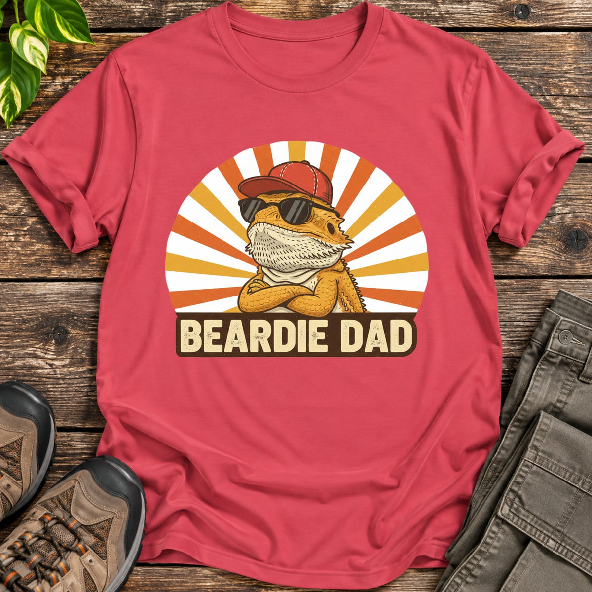 Beardie Dad Shirt - Heather Red