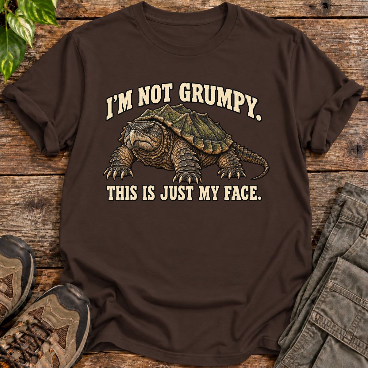 Resting Turtle Face T-Shirt - Dark Chocolate