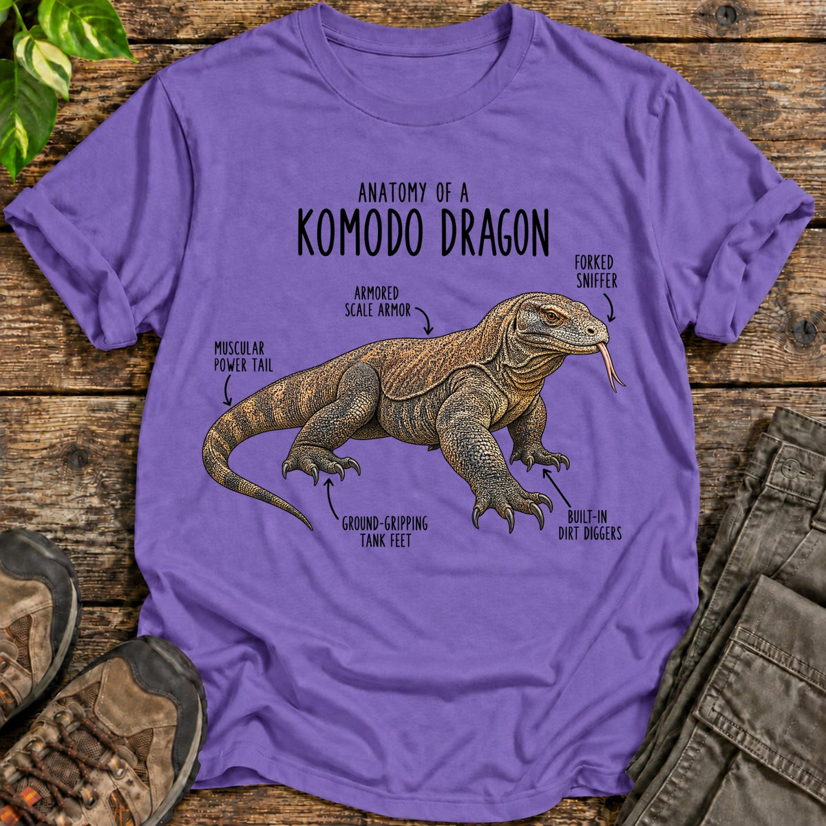 Anatomy of Komodo Dragon Shirt - Heather Purple