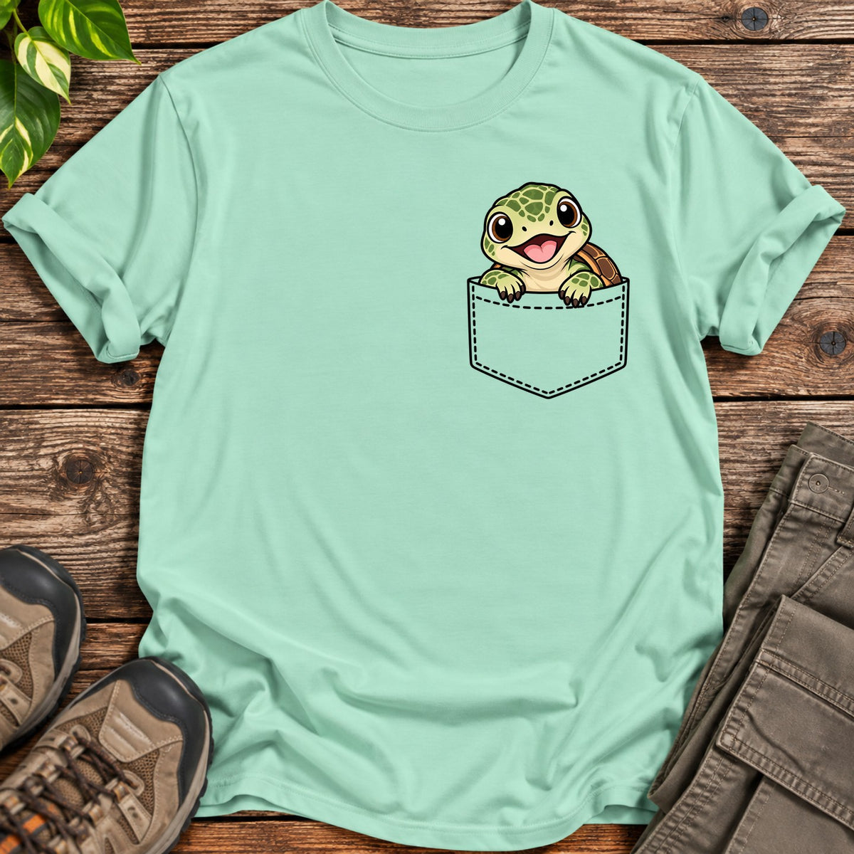 Baby Turtle Pocket T-Shirt - Mint Green