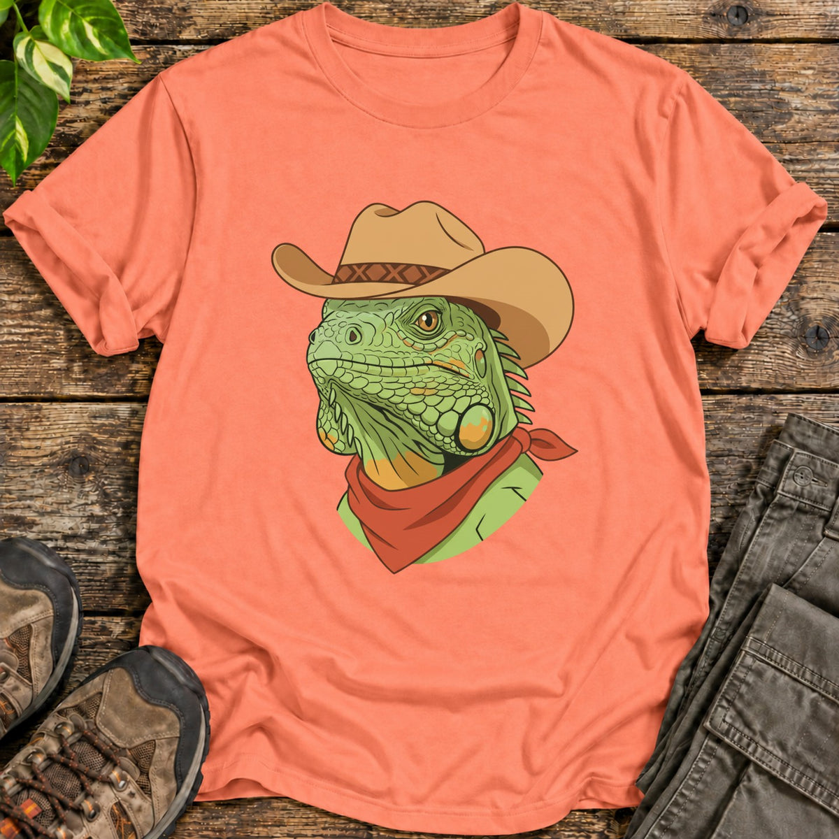 Cowboy Iguana Shirt - Heather Orange