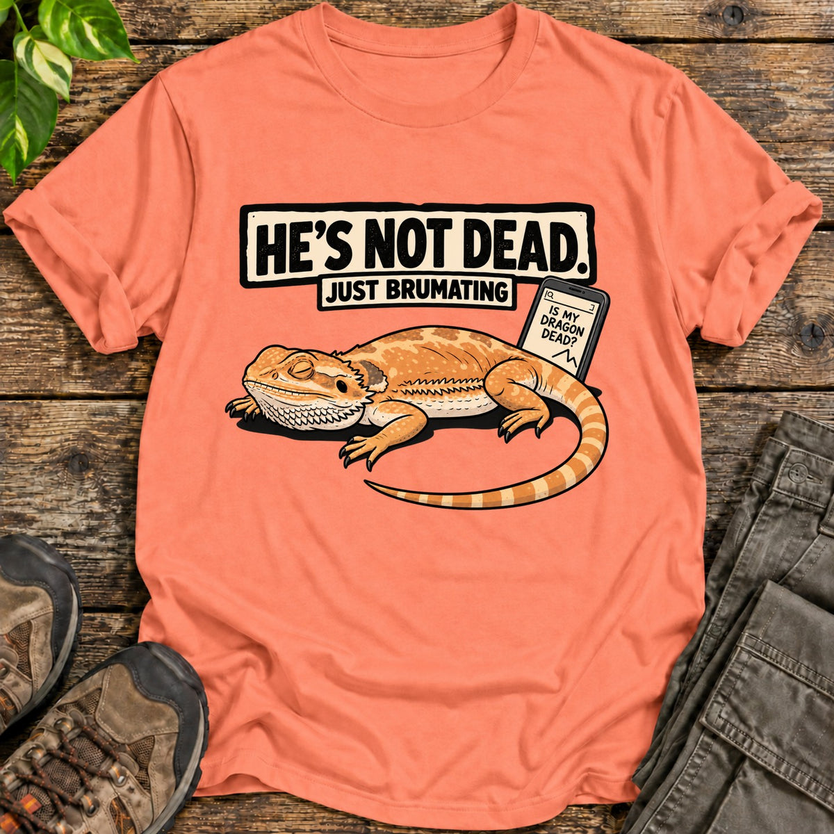 Just Brumating Bearded Dragon T-Shirt - Heather Orange