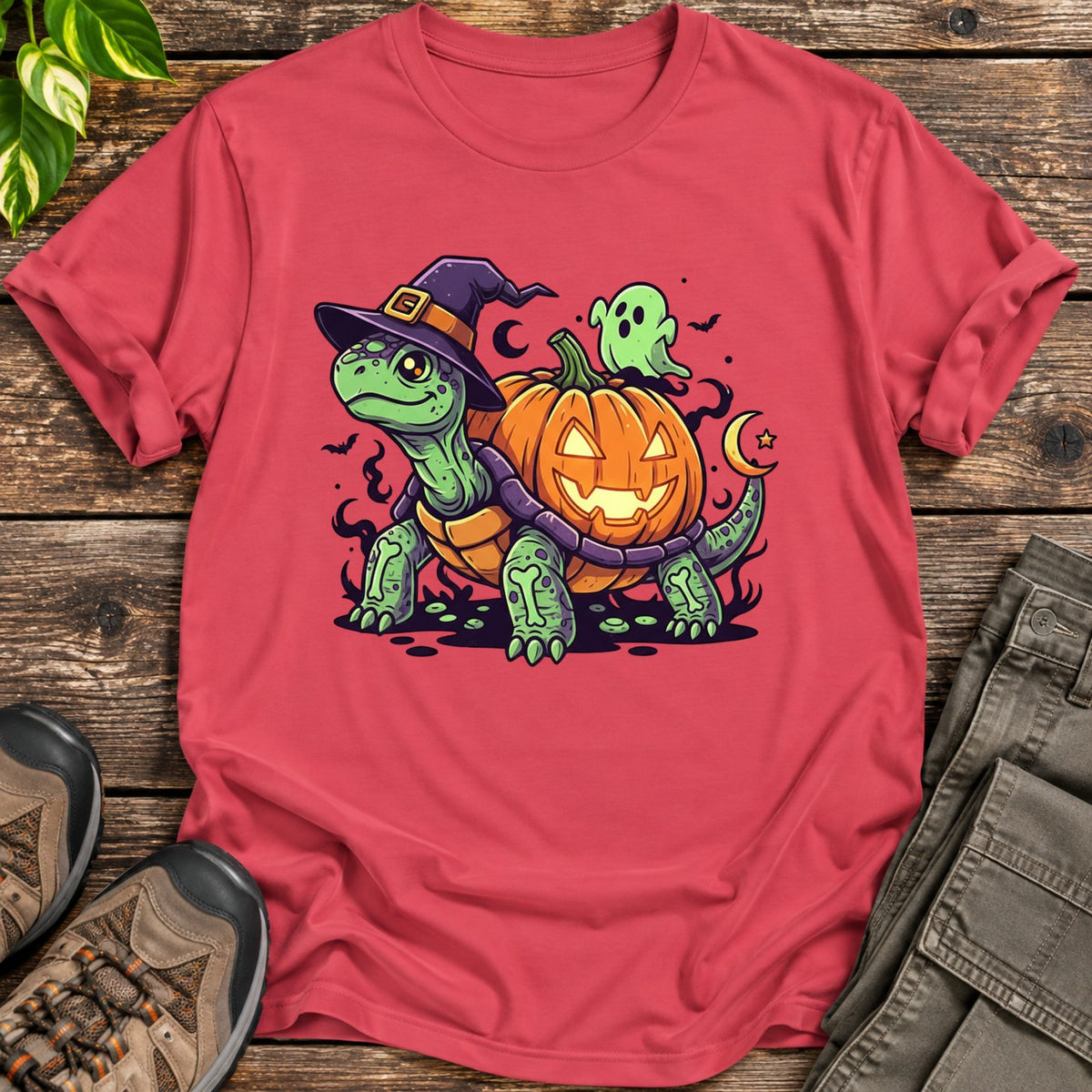 Pumpkin Shell Halloween Tortoise T-Shirt - Heather Red