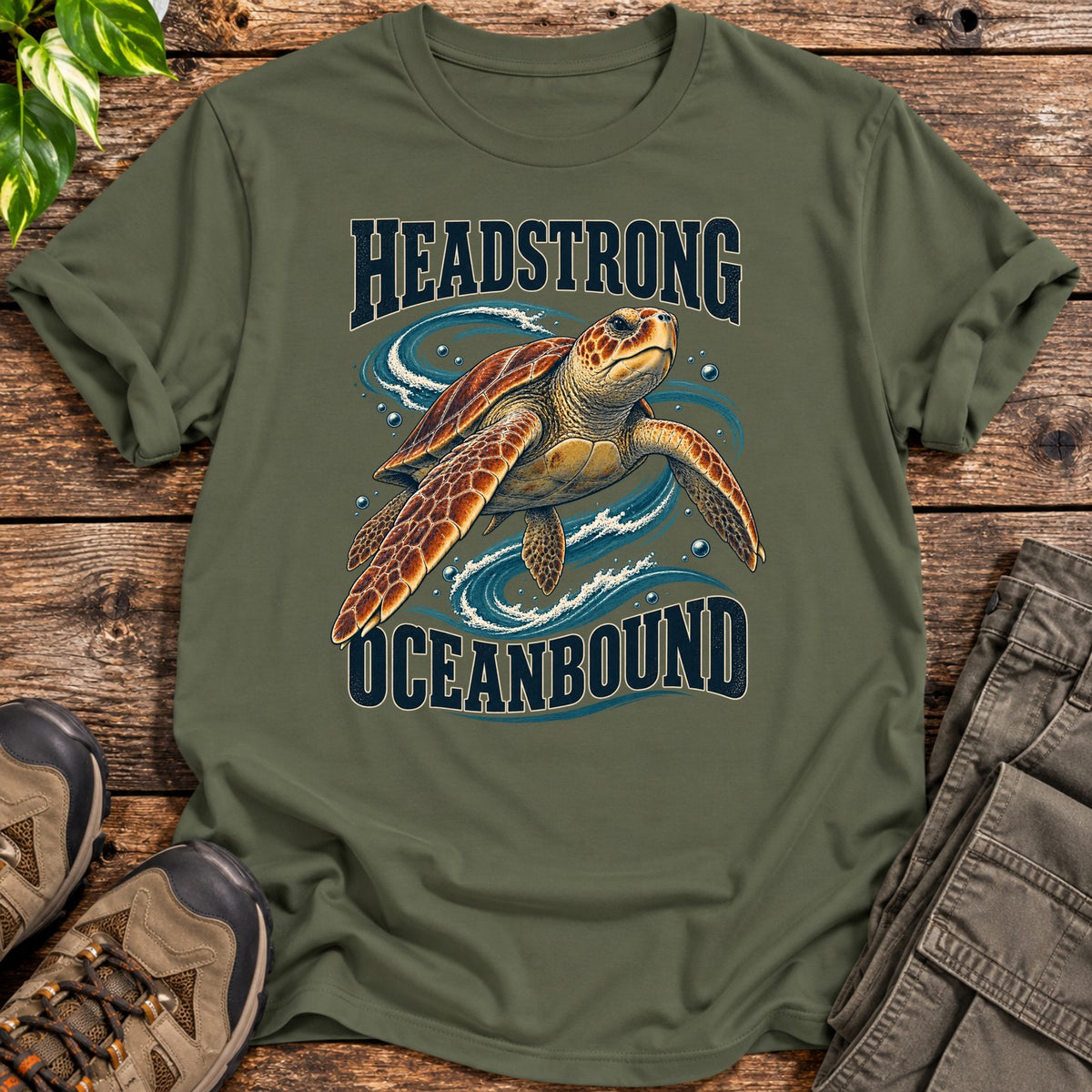Headstrong Oceanbound Sea Turtle T-Shirt - Military Green