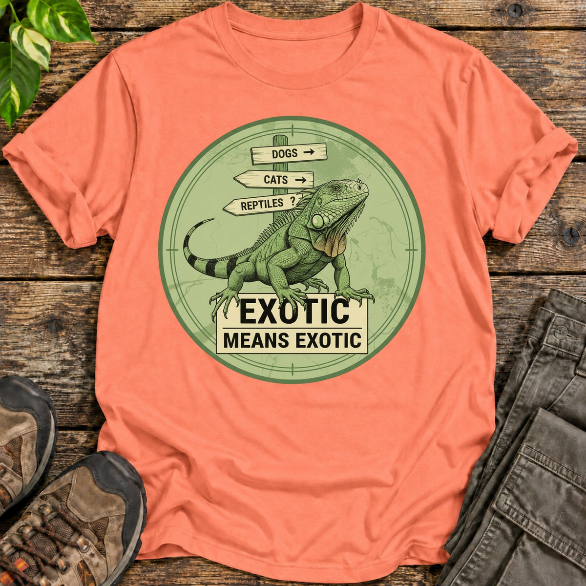 Exotic Means Exotic Iguana T-Shirt - Heather Orange