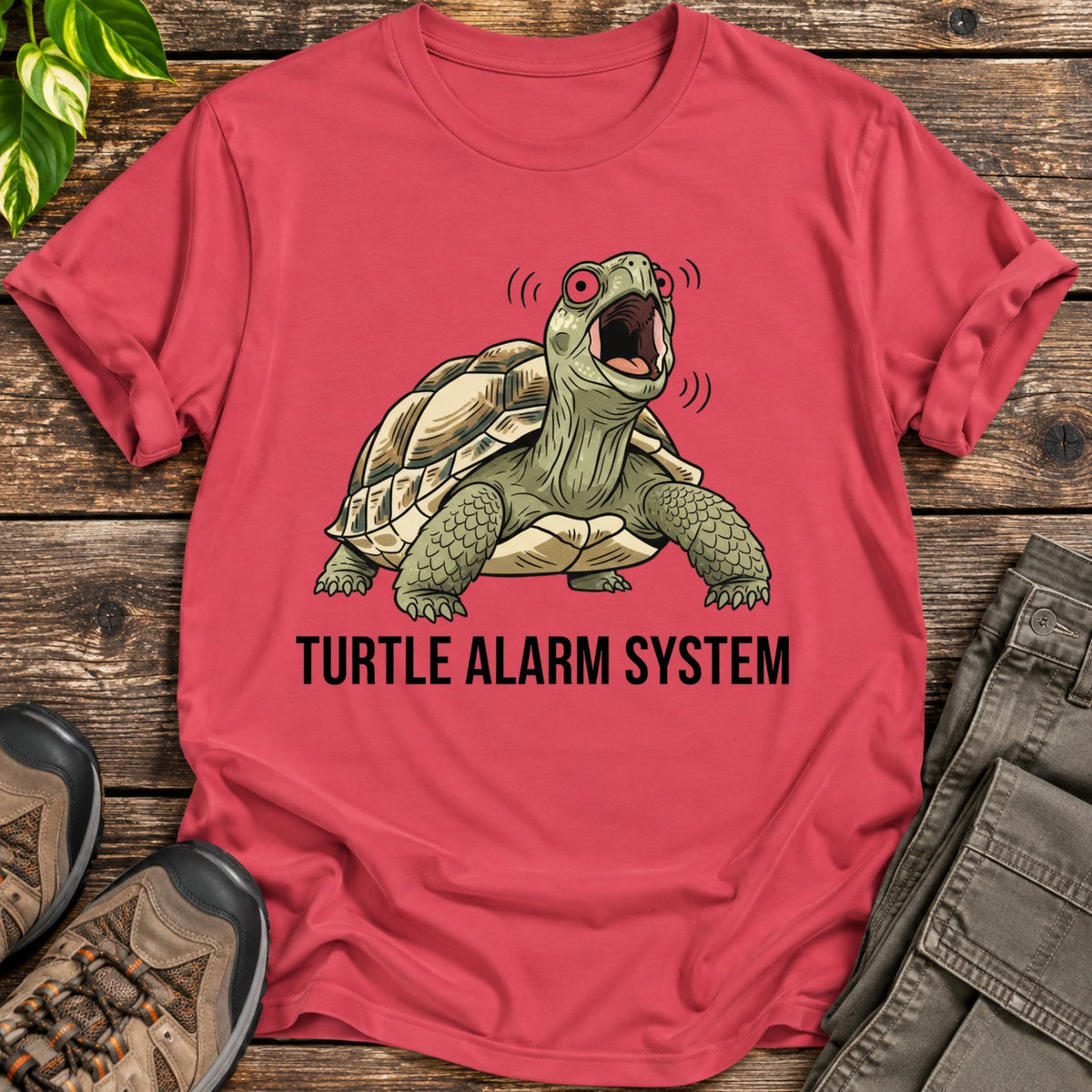 Turtle Alarm System T-Shirt - Heather Red