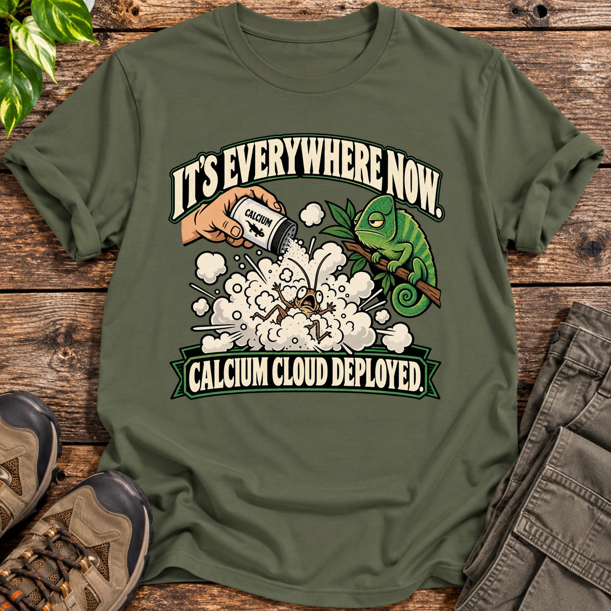 Calcium Cloud Deployed T-Shirt - Military Green