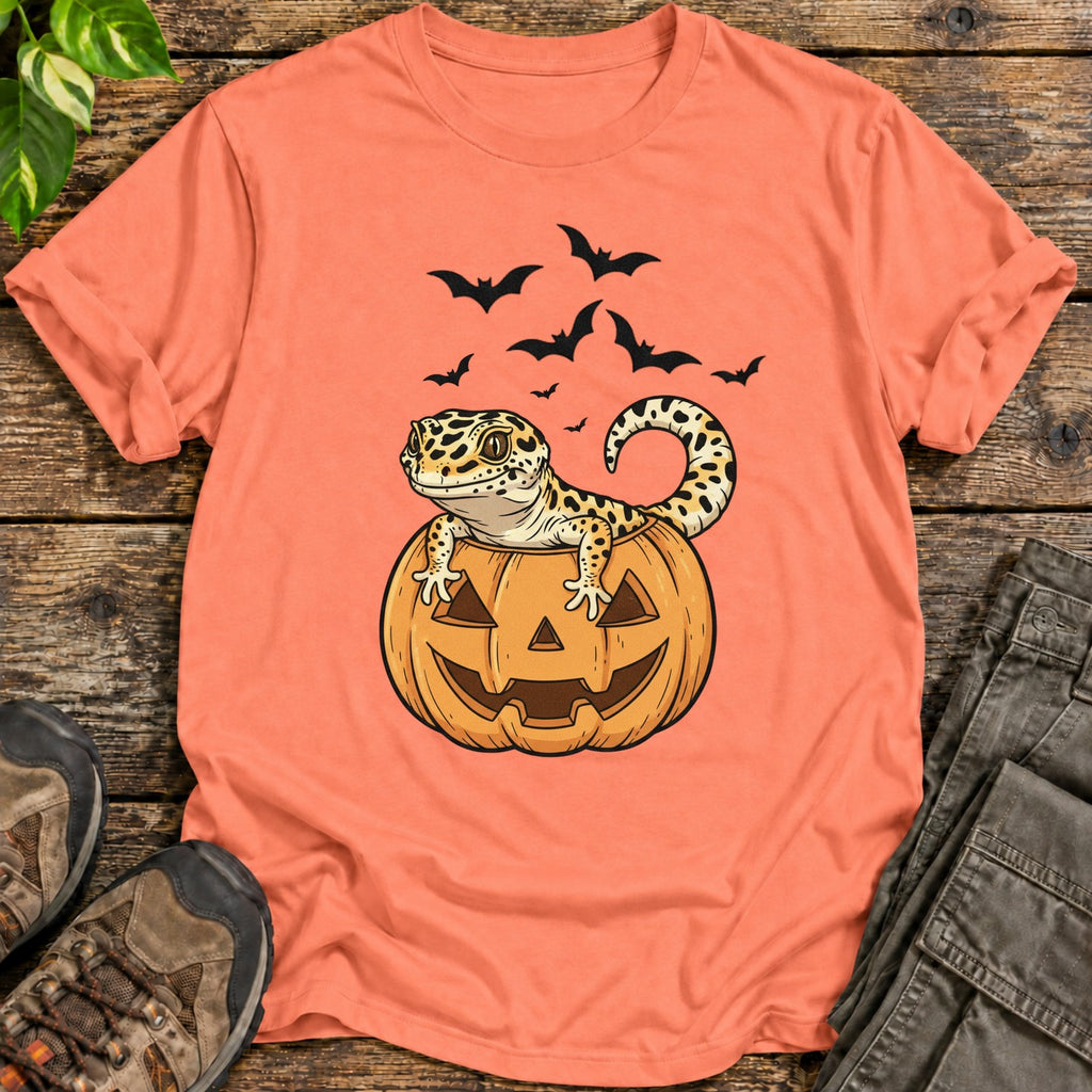 Halloween Leopard Gecko Pumpkin T-Shirt - Heather Orange