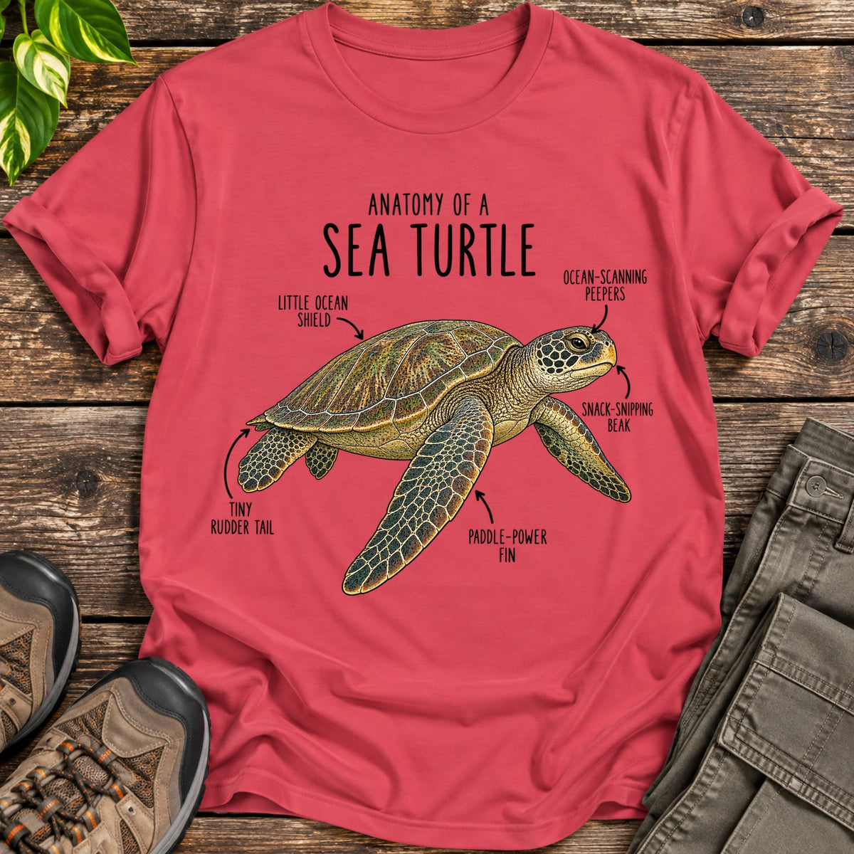 Sea Turtle Anatomy Guide Shirt - Heather Red