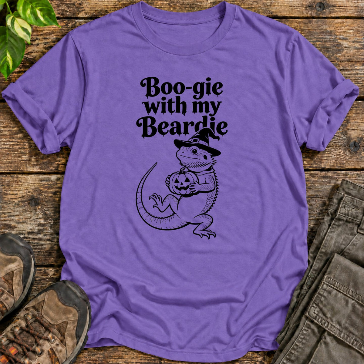 Boo Gie Halloween Bearded Dragon T-Shirt - Heather Purple