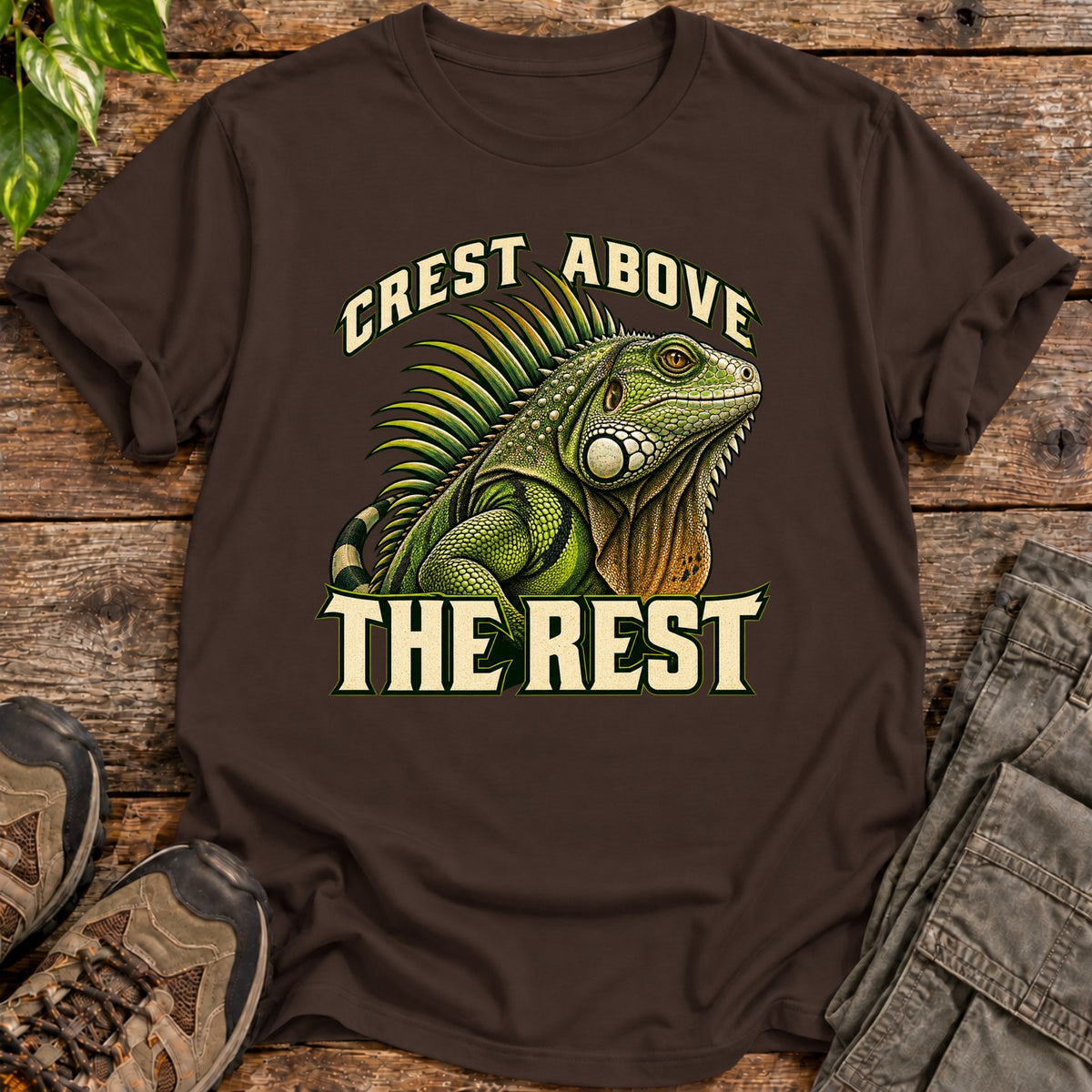 Crest Above the Rest Iguana T-Shirt - Dark Chocolate