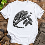 Vintage Engraved Iguana Art T-Shirt - White