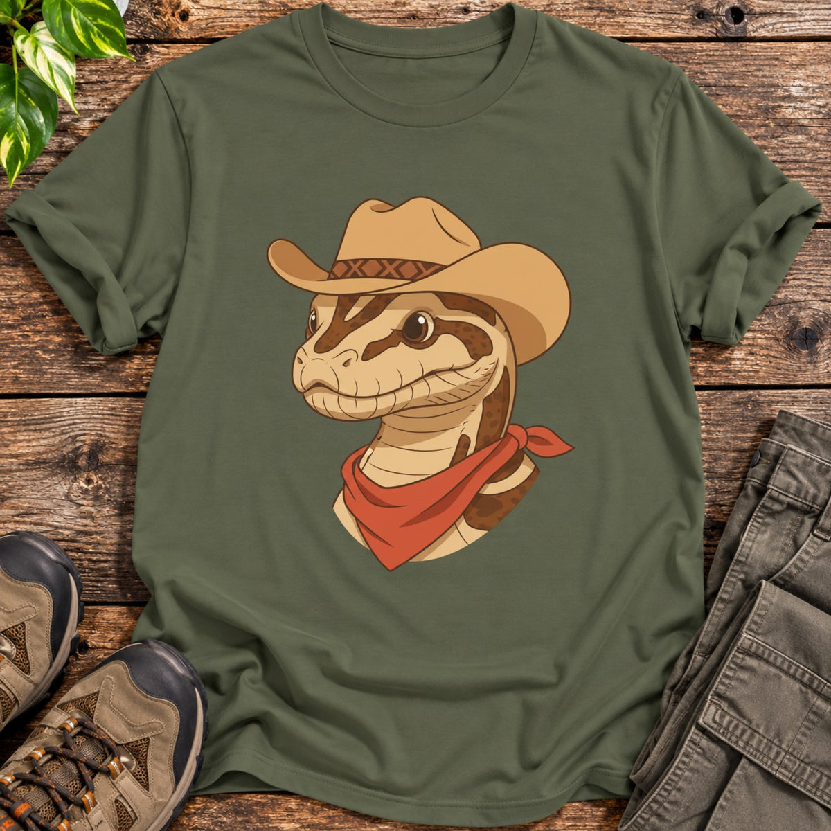 Cowboy Boa Constrictor Shirt - Military Green