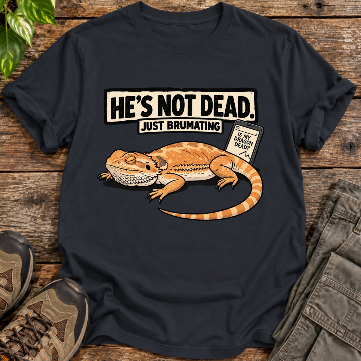 Just Brumating Bearded Dragon T-Shirt - Black