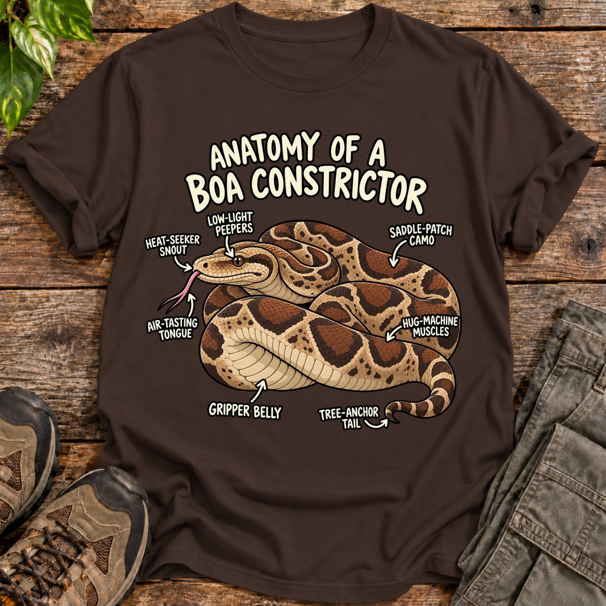 Anatomy of a Boa Constrictor T-Shirt - Dark Chocolate