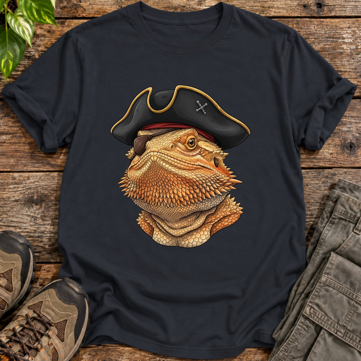 Pirate Bearded Dragon Shirt - Black