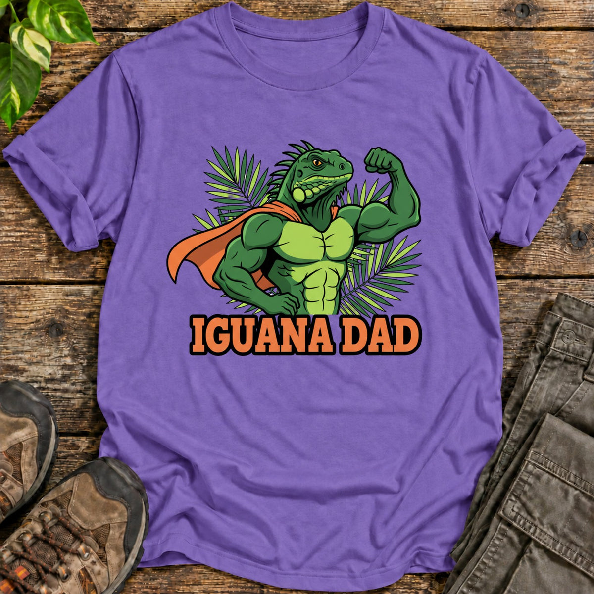 Iguana Dad Shirt - Heather Purple