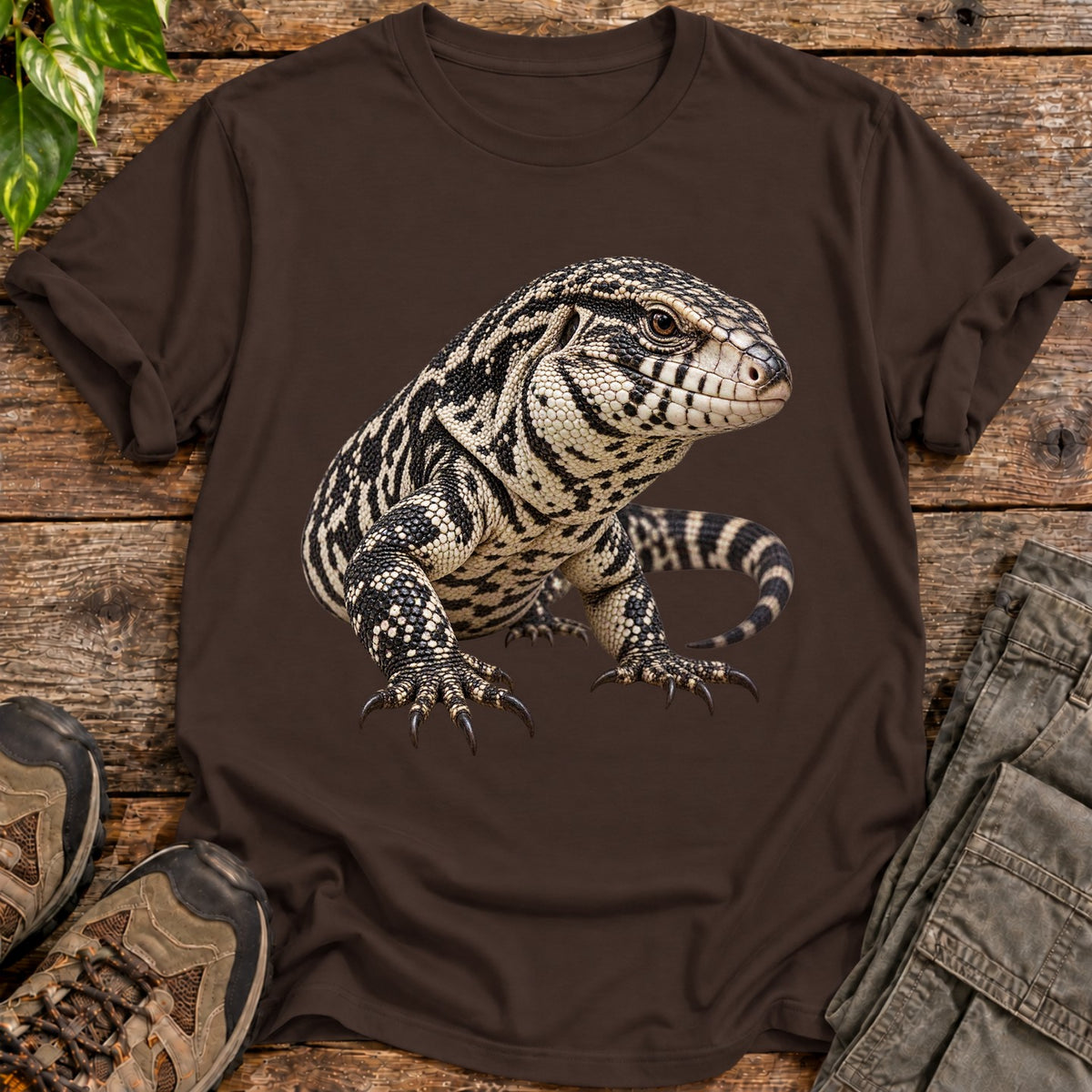 Argentine Tegu Portrait Shirt - Dark Chocolate