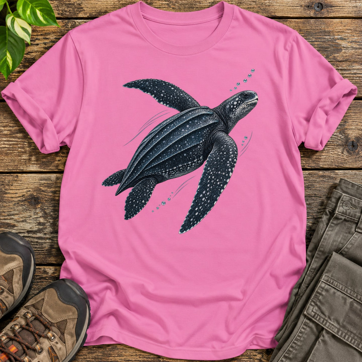 Deep Ocean Leatherback Sea Turtle T-Shirt - Pink