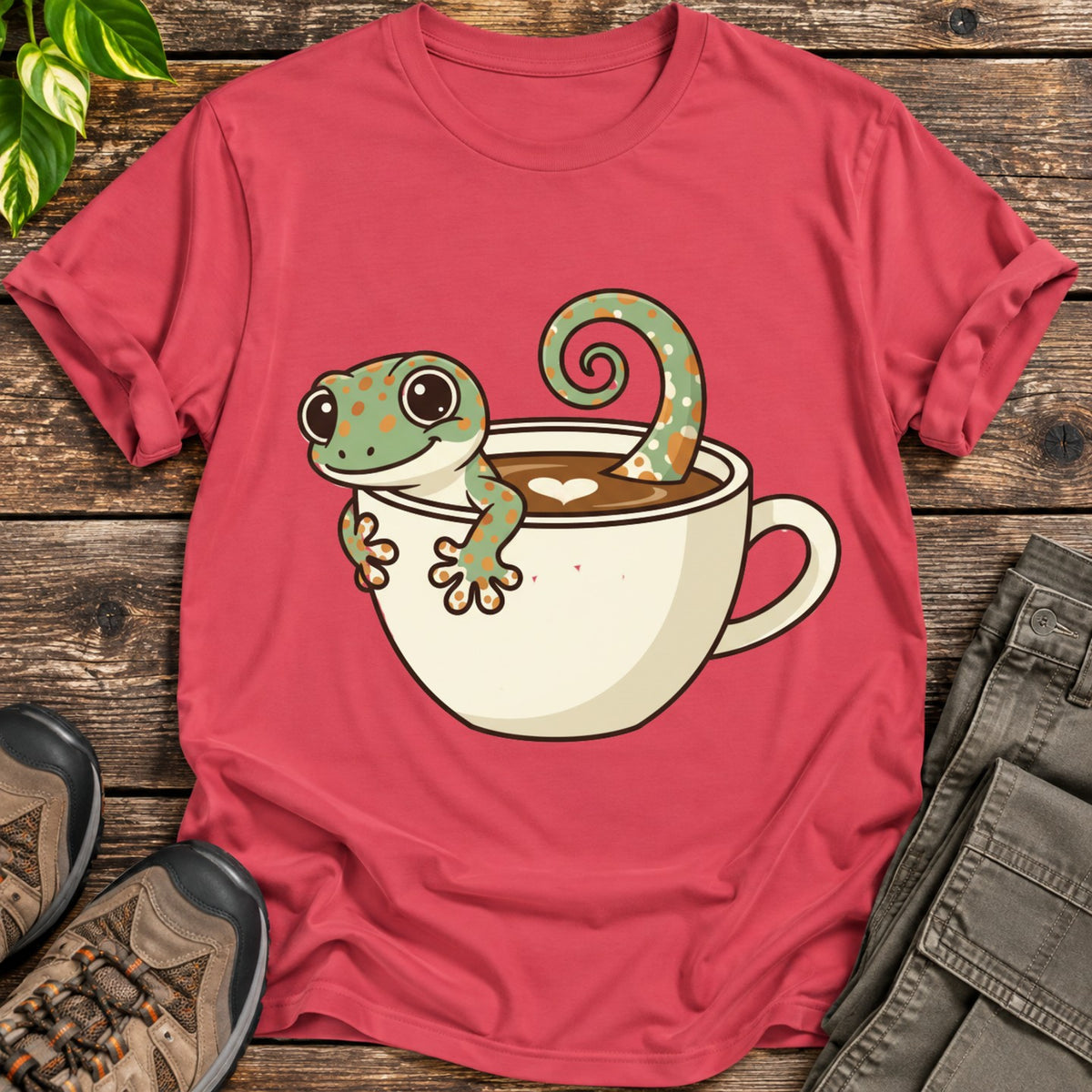 Espresso Gecko T-Shirt - Heather Red