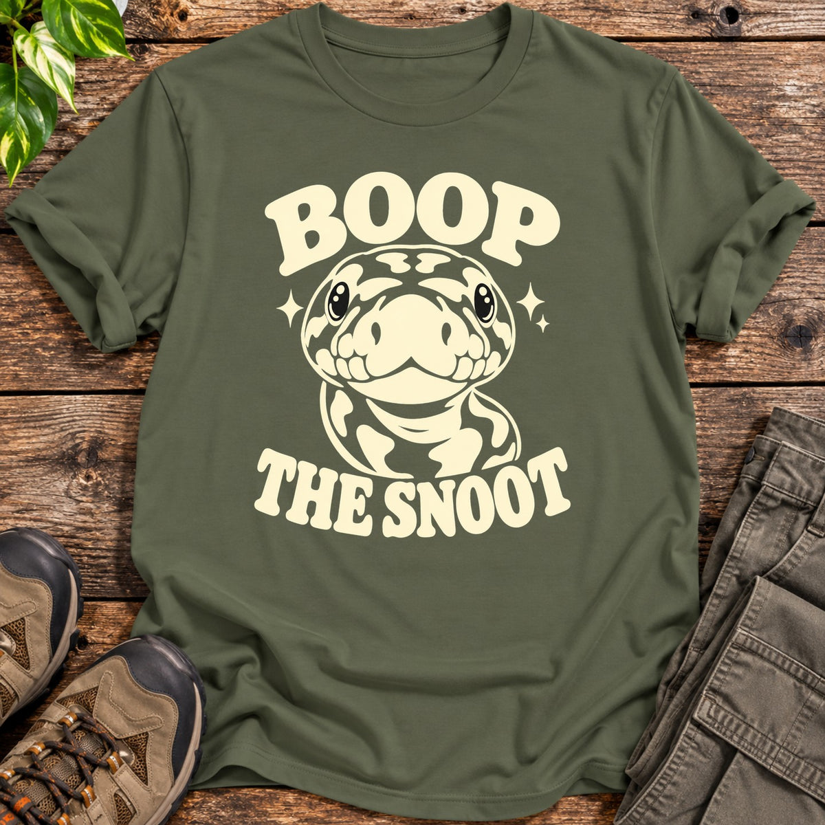 Boop the Snoot Ball Python T-Shirt - Military Green