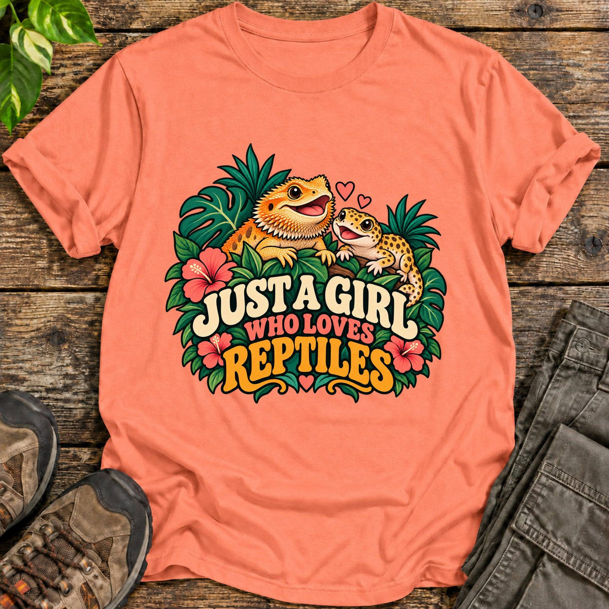 Tropical Reptile Love Shirt - Heather Orange