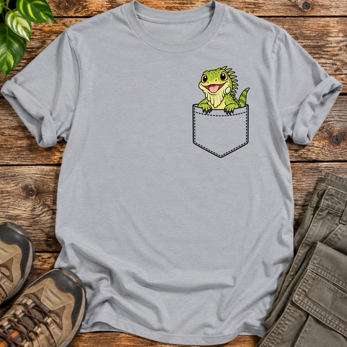 Iguana Pocket T-Shirt - Sport Grey