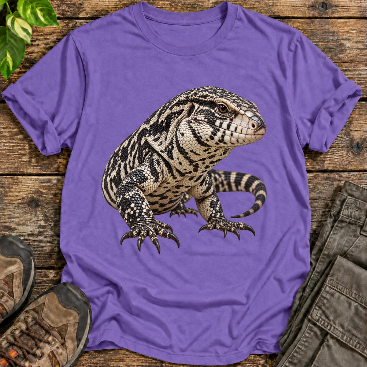 Argentine Tegu Portrait Shirt - Heather Purple