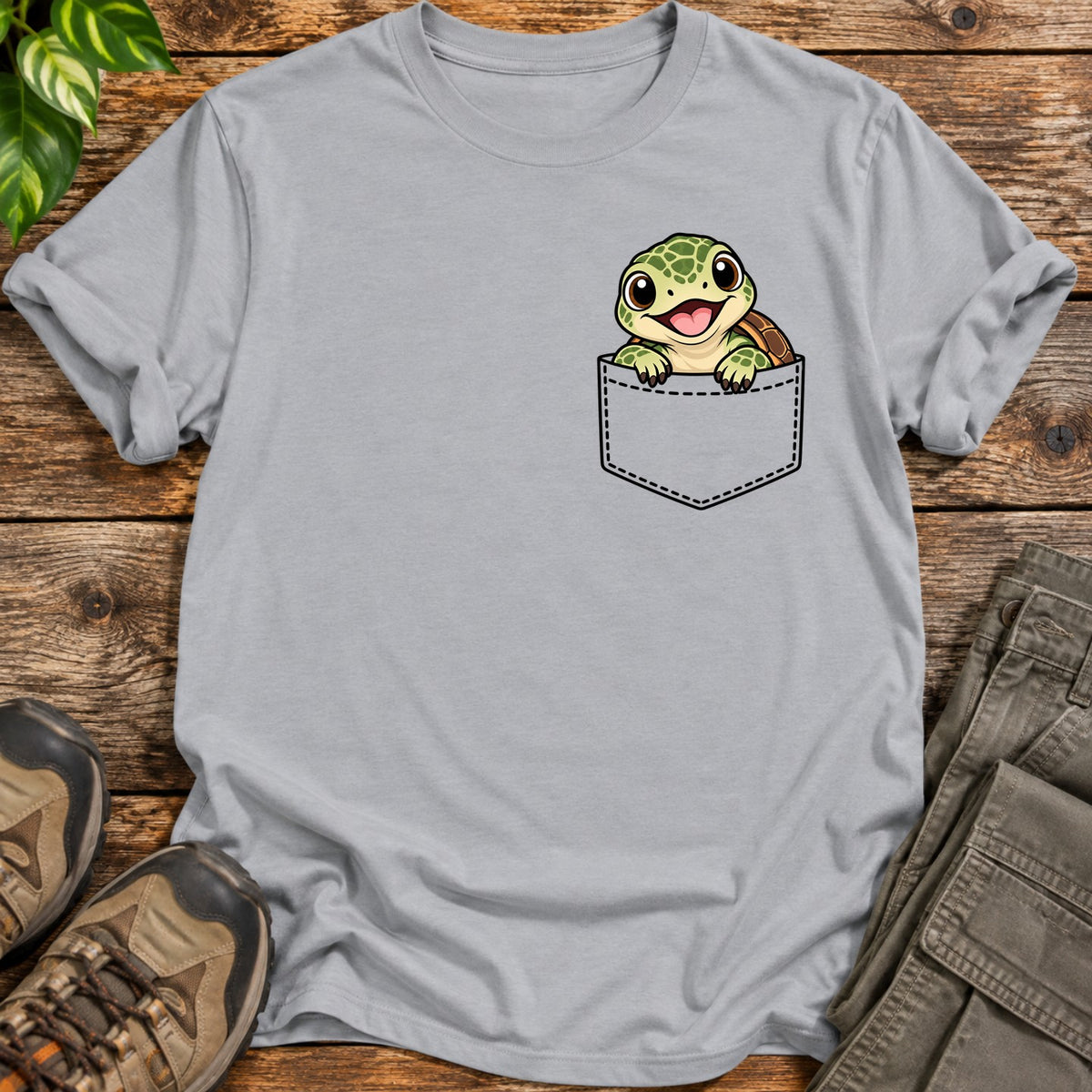 Baby Turtle Pocket T-Shirt - Sport Grey