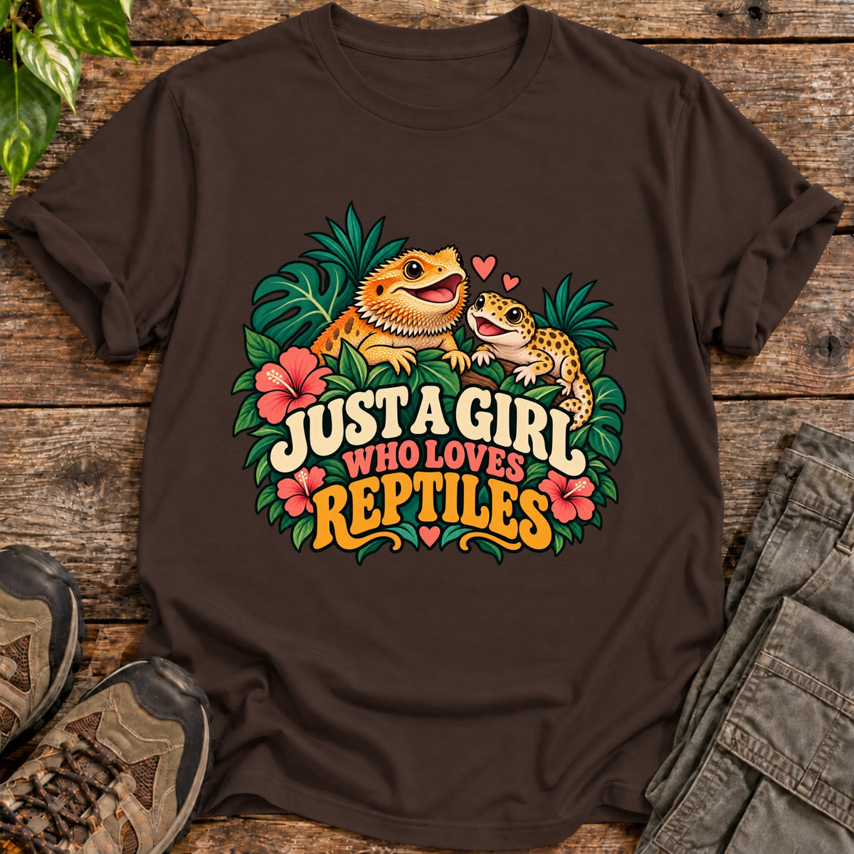 Tropical Reptile Love Shirt - Dark Chocolate