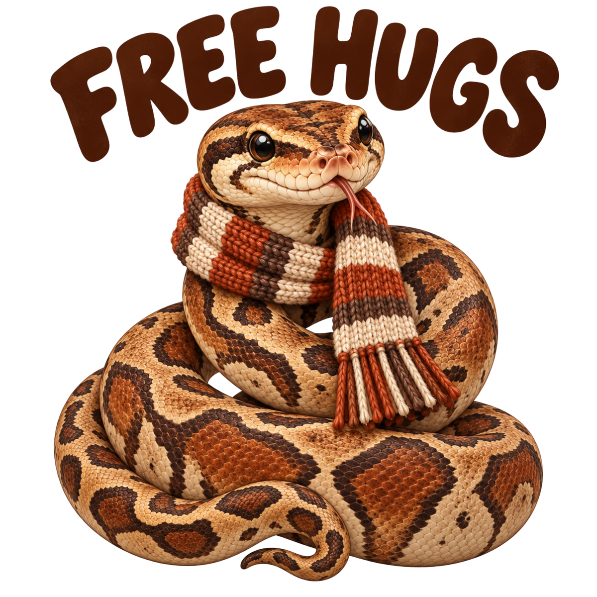 Free Hugs Scarf Wearing Python Shirt design