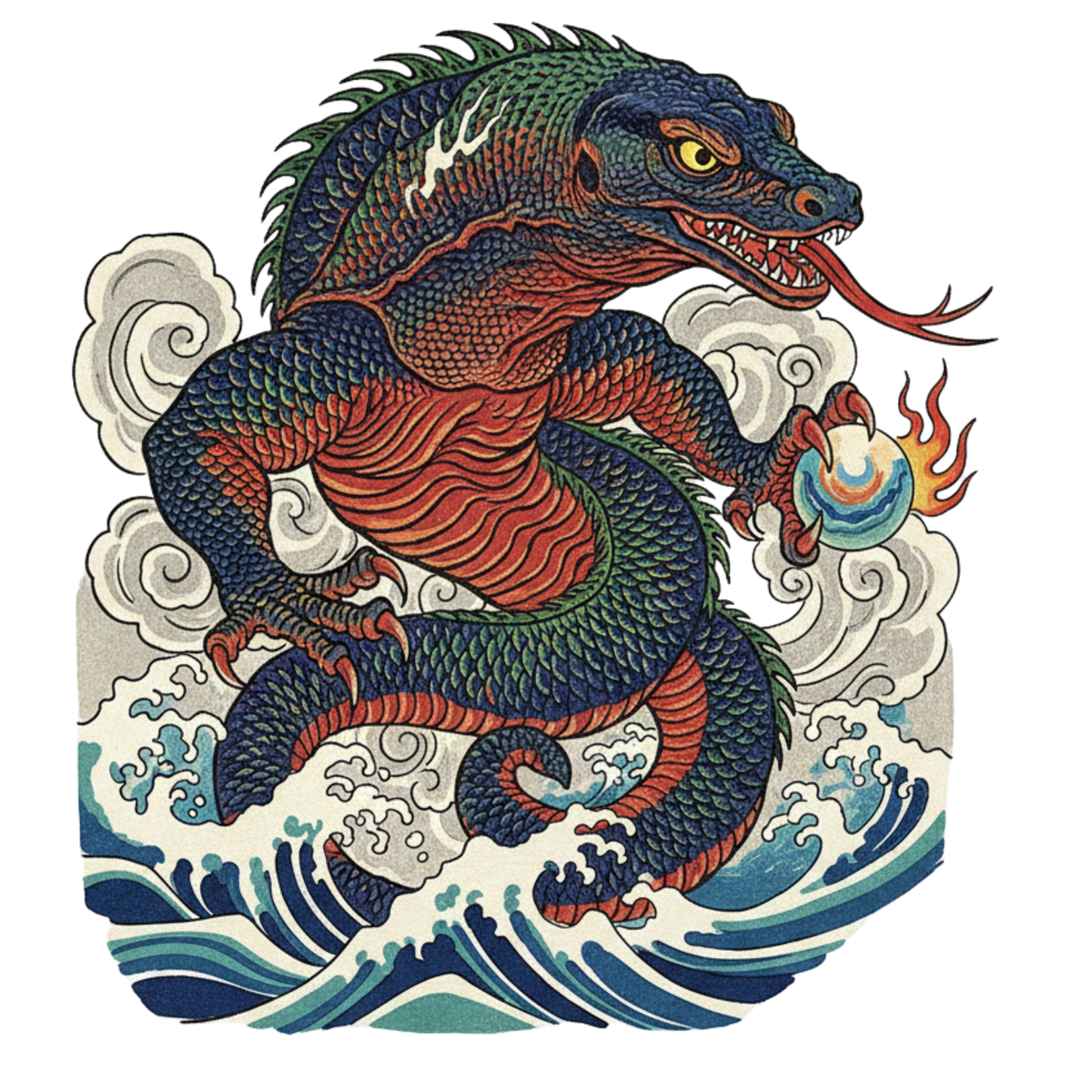 Traditional Art Komodo Dragon Shirt design